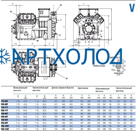Компрессор V20-59Y (R-404A, R-507, R-134a, R-407C MBP) Frascold
