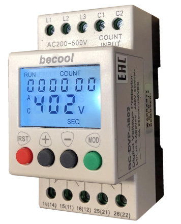3-х фазное реле контроля напряжение BC-DVP-3803 Becool